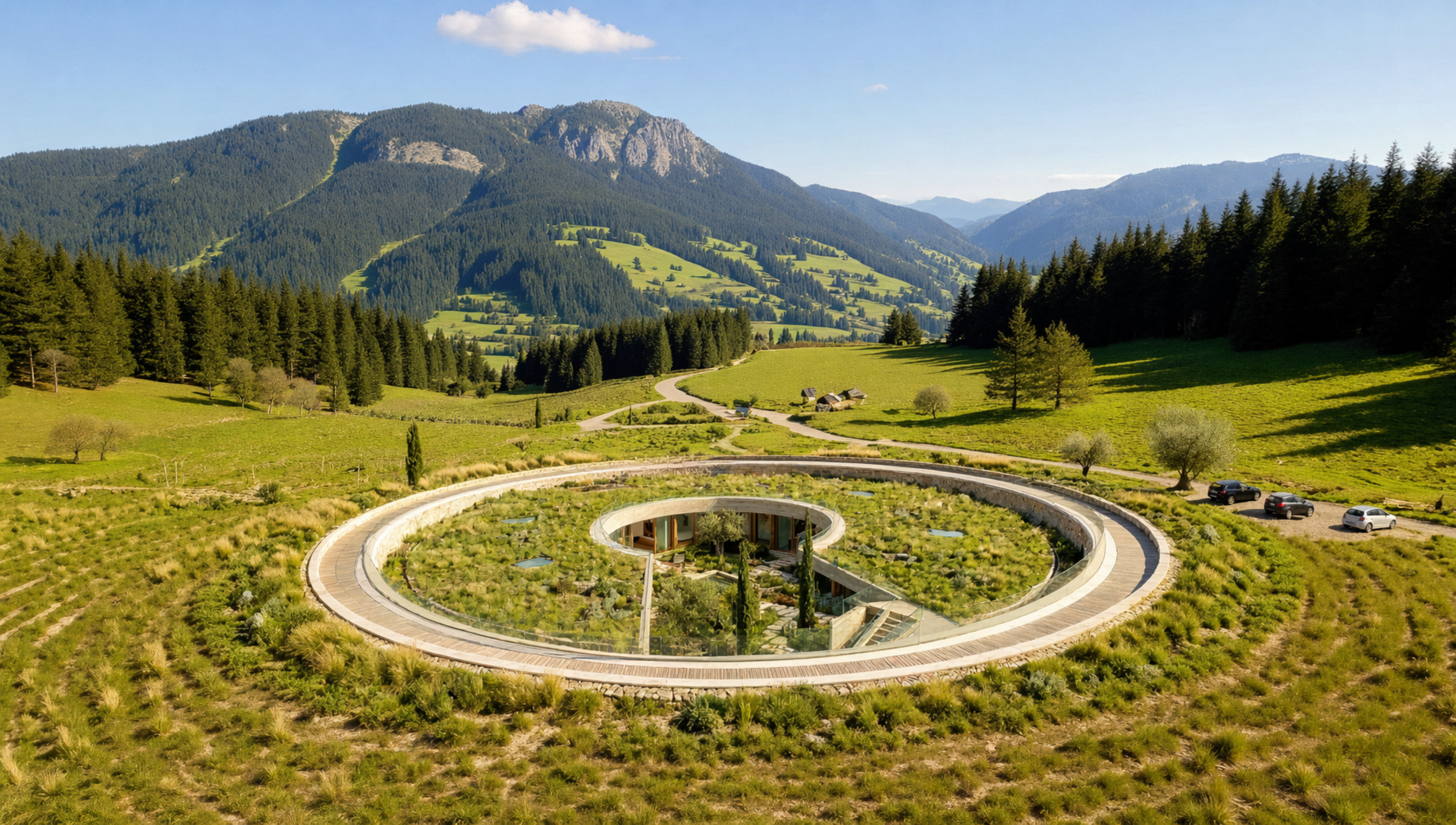 Konzeptstudie Rundhaus Allgäu — Bergwind Referenzprojekt