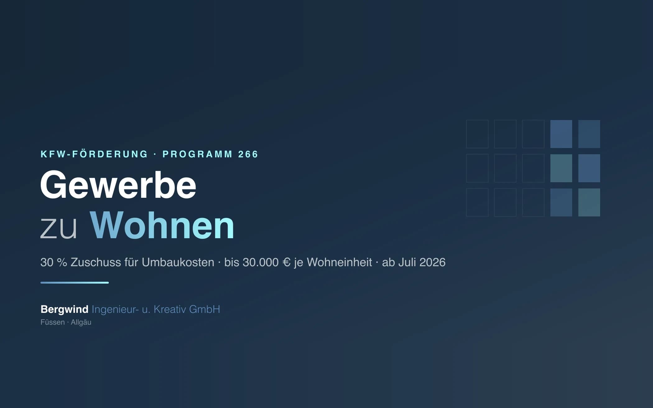 KfW 266: Zuschuss für Gewerbe-zu-Wohnen-Umnutzungen ab Juli 2026